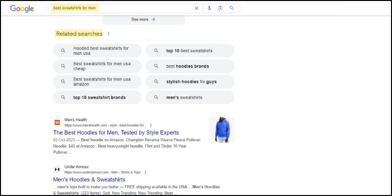related searches can help fashion stores find keywords